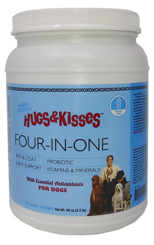 Hugs & Kisses Four-In-One Vitamin Mineral Supplement Treat for Dogs Large Jar