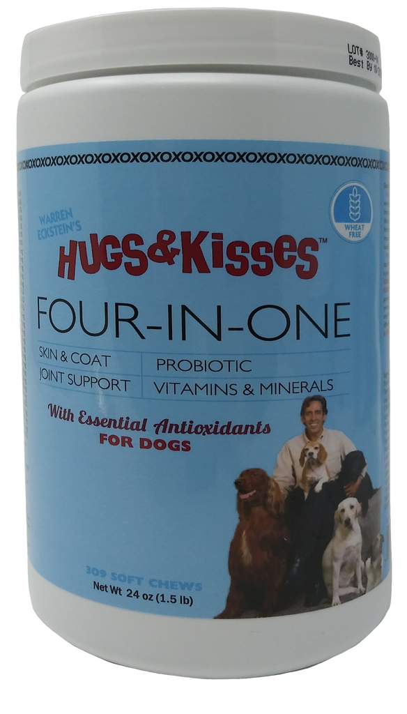 Hugs & Kisses Four-In-One Vitamin Mineral Supplement Treat for Dogs Medium Jar