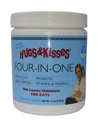 Hugs & Kisses Four-In-One Vitamin Mineral Supplement Treats for Cats Small Jar